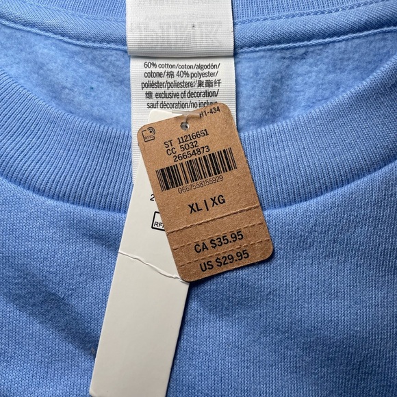 NWT Victoria Secret Pink Sz XL Crewneck Light Blue T Shirt Fleece Lined Winter - Picture 3 of 7